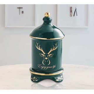 lọ đựng tăm sứ màu xanh cổ vịt cao cấp phong cách hiện đại sang trọng