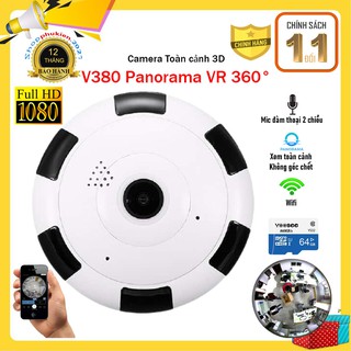 Camera ốp trần v380 panorama vr 360° xem toàn cảnh 3d,không dây, góc quay 3d camera panorama 360° không góc chết