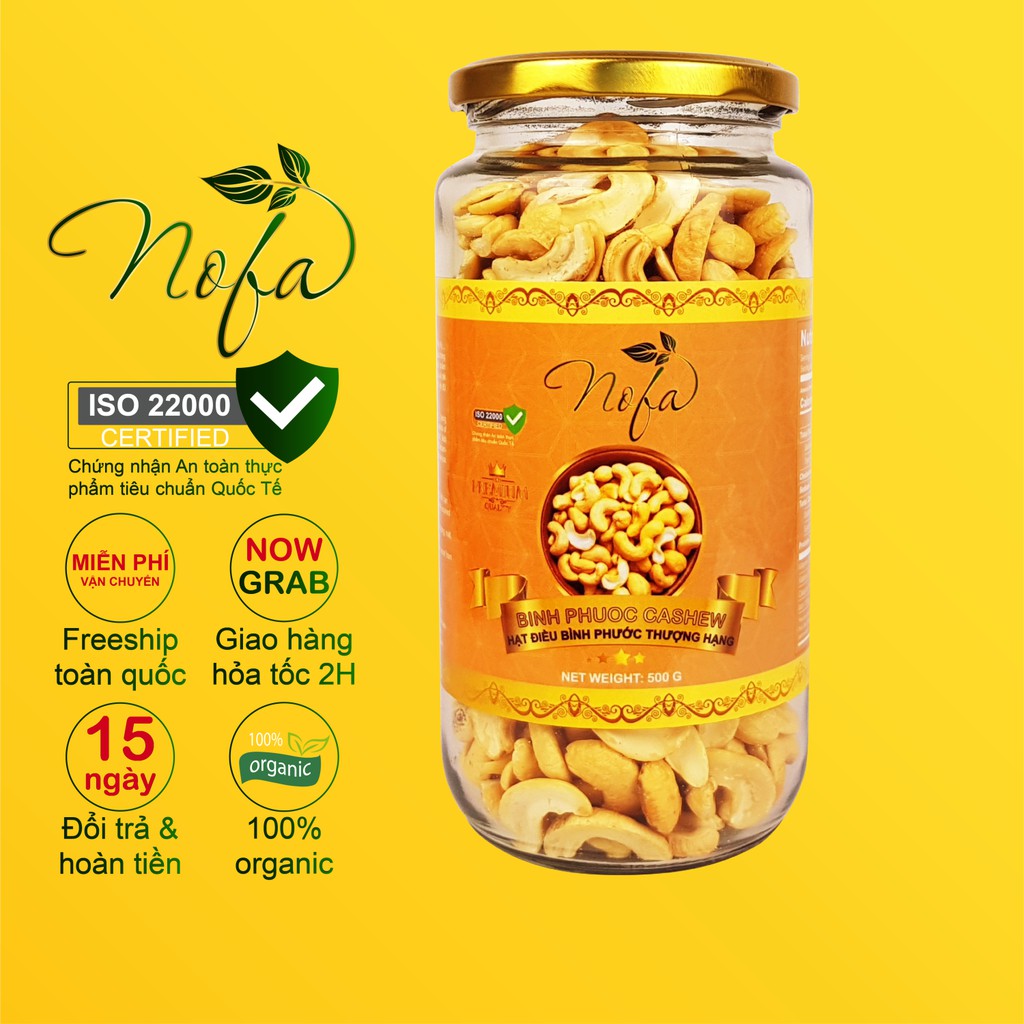 Hạt điều sấy nguyên vị không muối sạch vỏ Nofa Thơm Giòn Ngậy 500g - Điều Bình Phước | BigBuy360 - bigbuy360.vn