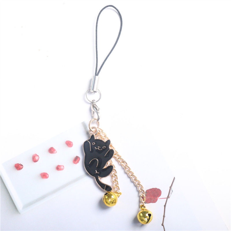 Hàng Mới Về Móc Khóa Điện Thoại Hình Mèo Trắng Đen Mini Dễ Thương