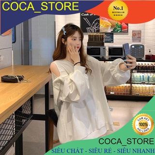 Áo Thun Sweater Hở Vai Tay Bồng Dáng Rộng Ulzzang Dưới 65Kg.