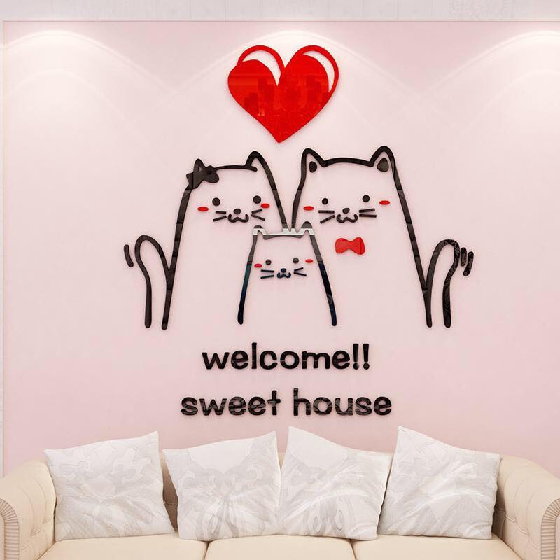 Tranh dán tường mica 3d welcome sweet home, trang trí mầm non, trang trí khu vui chơi trẻ em