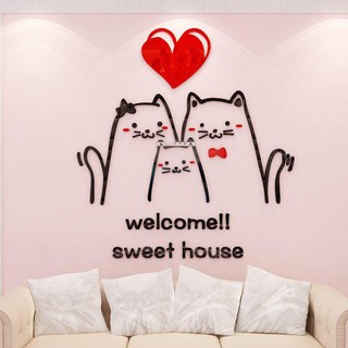 Tranh dán tường mica 3d welcome sweet home, trang trí mầm non, trang trí khu vui chơi trẻ em