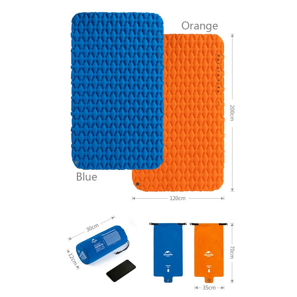 Đệm Bơm Hơi Đôi Siêu Nhẹ Cắm Trại Dã Ngoại Du Lịch Tiện Lợi NatureHike NH19Z055-P