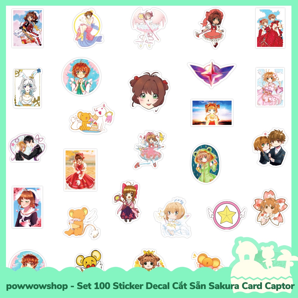 [Sẵn VN - Hỏa Tốc] Set 100 Sticker Mini Decal Dán Trang Trí Vật Dụng Mẫu Anime Manga Sakura Card Captor Collectible Cute