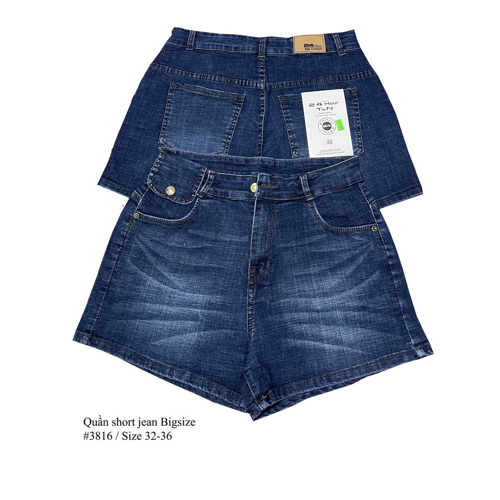 Quần short jean nữ BigSize lưng cao, co dãn mạnh, có túi nắp nhỏ phom ống rộng đang hot trend 3818 molijean
