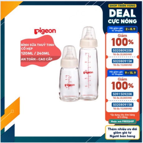 Bình Sữa PIGEON Thủy Tinh Cổ Hẹp 120ml/240m