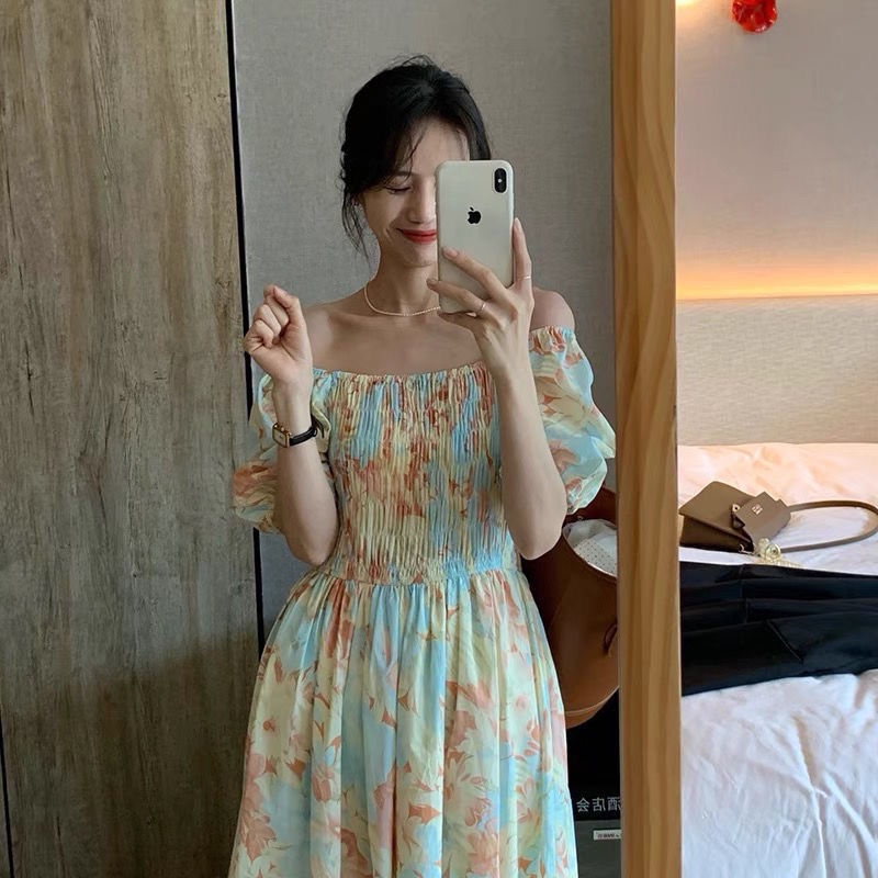 Đầm hoa Perty tay phồng thời trang mới mùa hè phong cách Hàn Quốc cho nữ