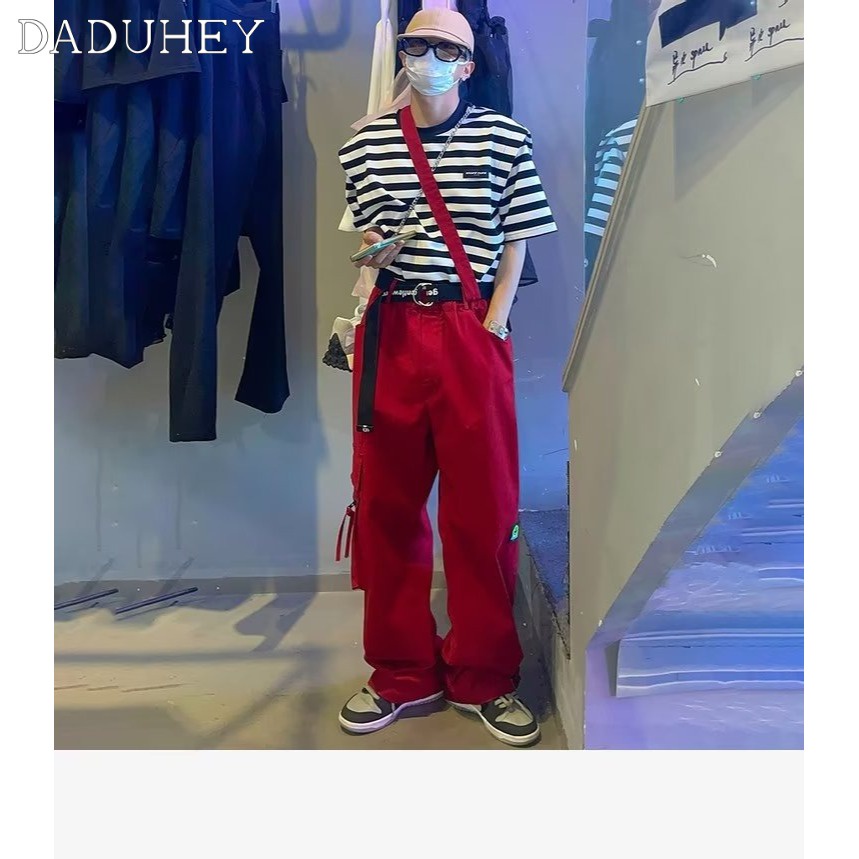 DaDuHey Men's And Women's 2022 Hong Kong Style Trendy Retro Straight Casual Pants Ins Summer Fashion and Handsome All-Match Loose Cargo Pants