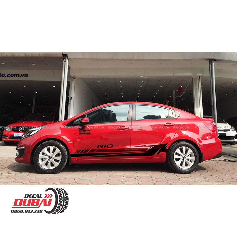 Tem Dán Xe Kia Rio Đỏ Thể Thao