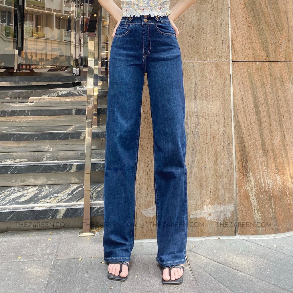 QUẦN JEANS SUÔNG 4 NÚT ZAREEN JEA108 XANH ĐẬM | BigBuy360 - bigbuy360.vn