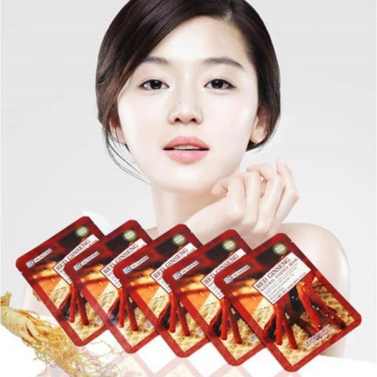 Mặt nạ dưỡng da Collagen Hồng Sâm 3D Hàn Quốc bịch 5 miếng,nuôi dưỡng da khỏe mạnh,giảm thâm nám,PP Ánh Dương Korea