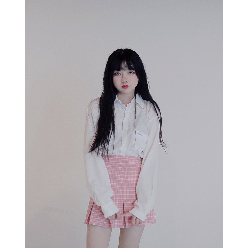 MONÁ - Chân váy ngắn tennis xếp li caro xanh/hồng - MINI SKIRT