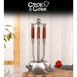 Vá xạn xào nấu cán gỗ tổng hợp inox 304 xào rau múc xương múc mì nhiều kích thước