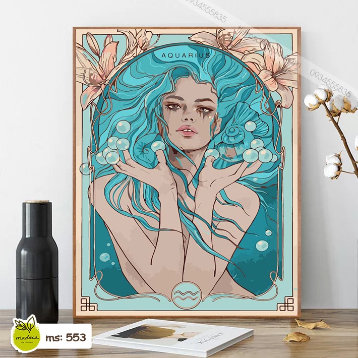 Tranh tô màu 40x50cm có khung Bảo Bình T553