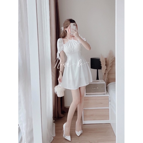 HOT🔥Váy Tiểu Thư Hai Lớp Kết Hợp Dây Buộc Cổ Siêu Xinh