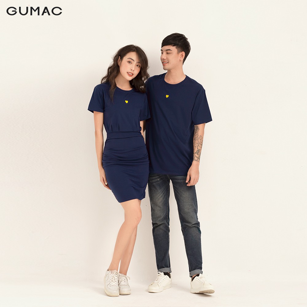 [Mã WABRGD12 giảm 10% đơn 250K] Áo thun nam trơn thêu tim GUMAC màu xanh freesize, ngắn tay thiết kế ABB141 | BigBuy360 - bigbuy360.vn