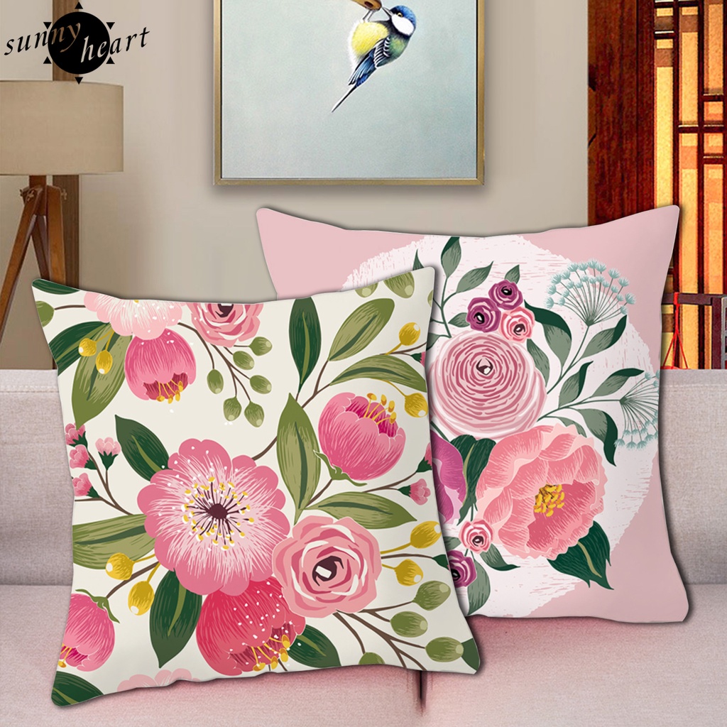 Vỏ gối polyester họa tiết hoa/chim chống phai màu