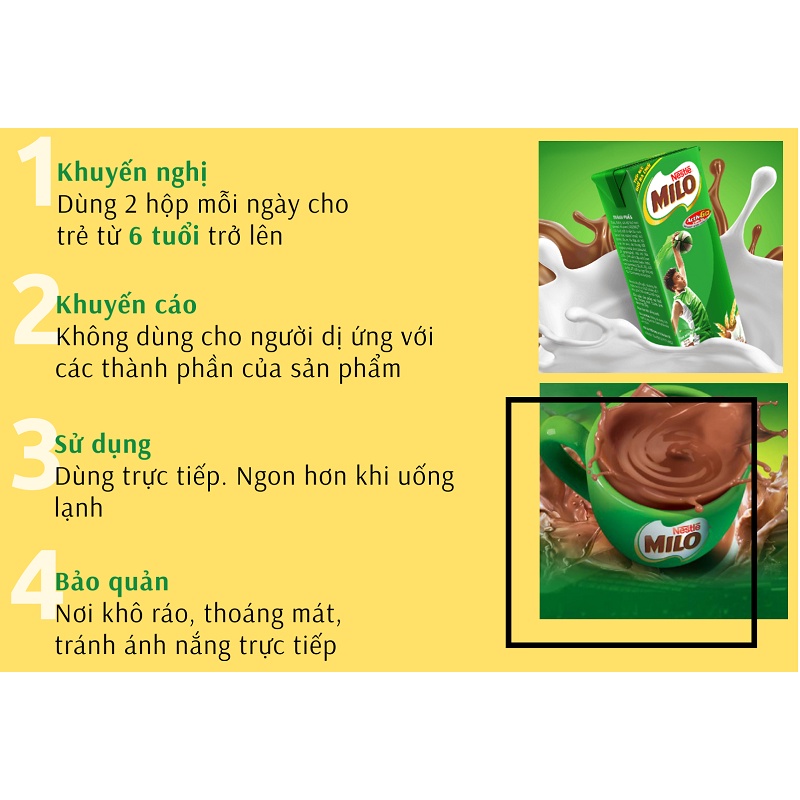 Combo 2 lốc sữa milo lúa mạch ( mỗi lốc 4 hộp x 180ml) date mới 8 tháng