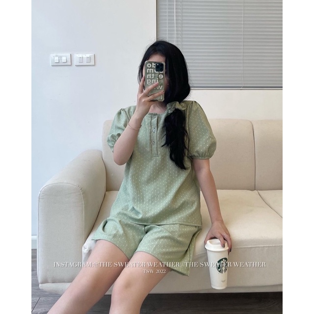 BỘ NGỦ ĐŨI NHĂN HÀN QUỐC / BỘ PIJAMA HÀN/  BỘ NGỦ BỘ MẶC NHÀ CUTE