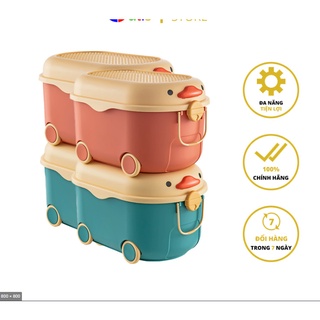 Thùng đựng đồ chơi có bánh xe Thùng đựng đồ chơi có bánh xe hình thú size 31*46cm - set 10 móc treo đồ chơi