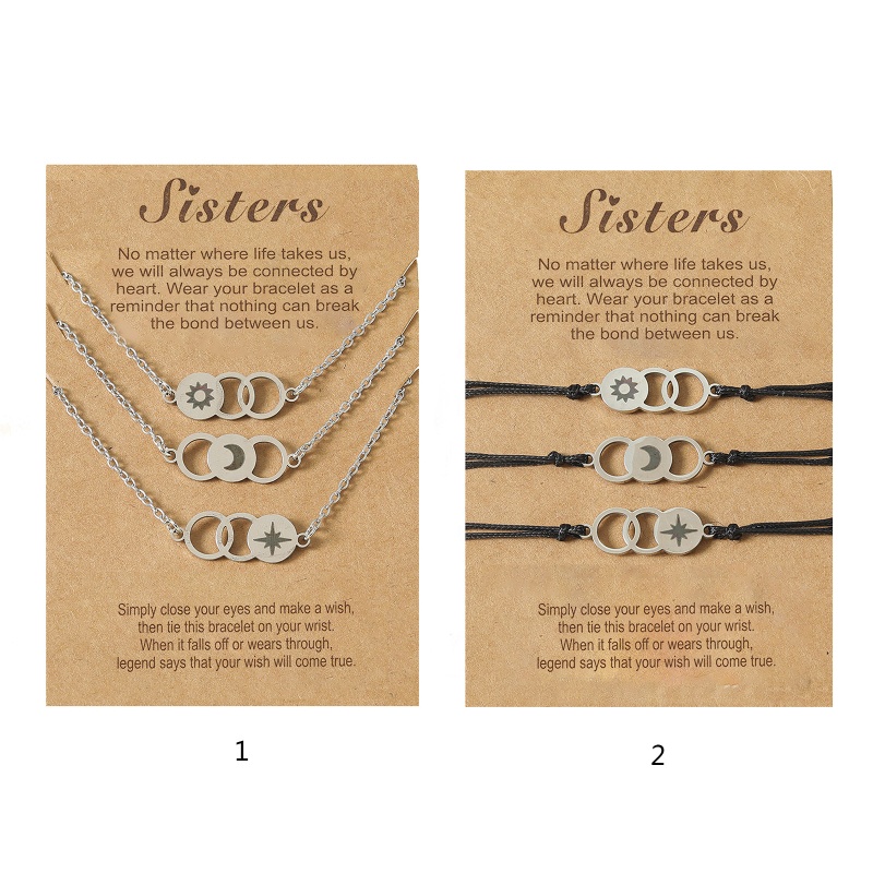 Set 3 / 2 Vòng Tay / Vòng cổ Tình Bạn Mặt Trời / Mặt Trăng / Ngôi Sao Thời Trang Cho Bạn Thân BFF Sisters G