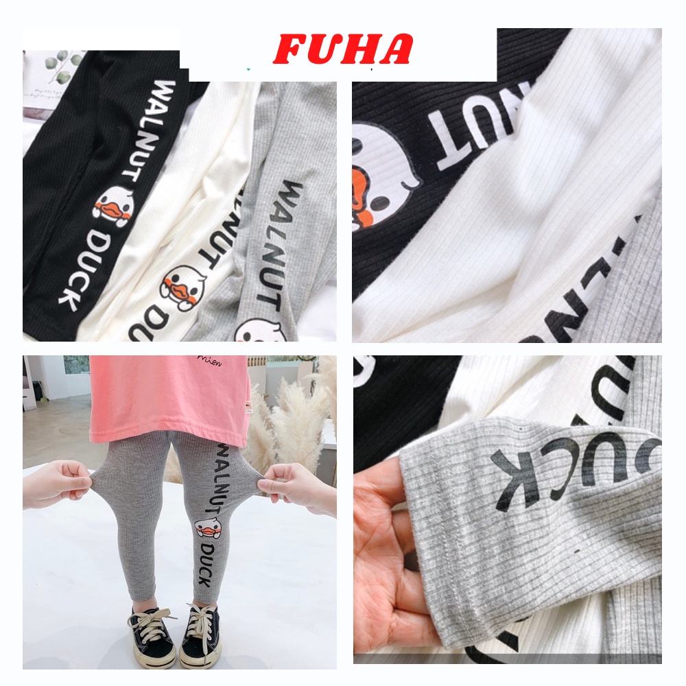 Quần legging bé gái FUHA chất len tăm in họa tiết hình vịt Duck nhiều màu