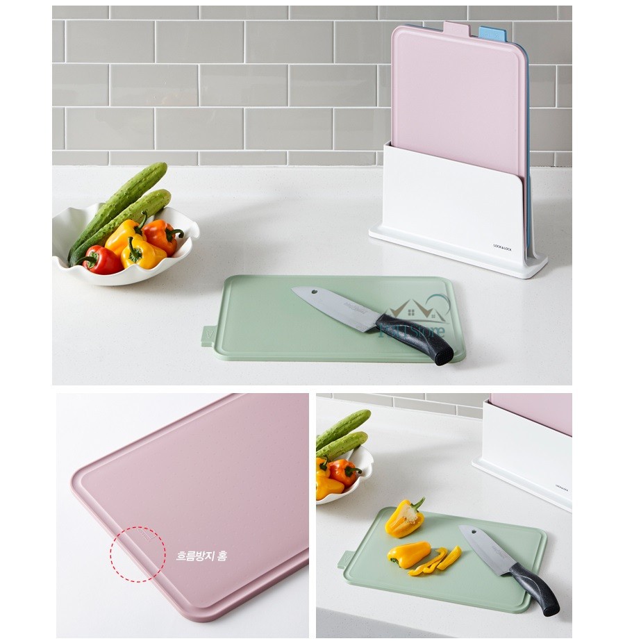 Bộ kệ 3 thớt nhựa kháng khuẩn LOCK&amp;LOCK Index Cutting Board CSC251