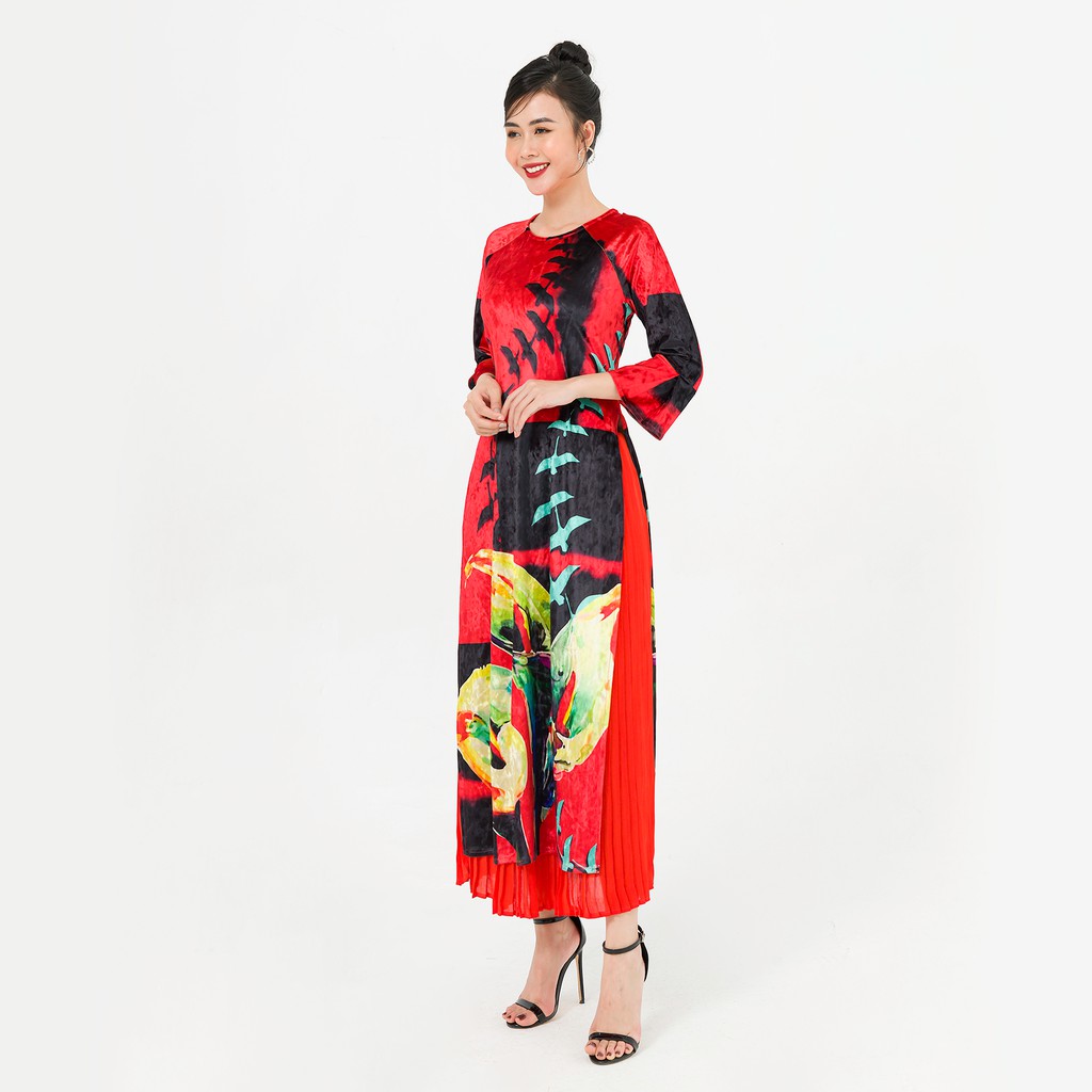 Áo Dài Cách Tân LAMER Nhung Họa Tiết L61A20Q053