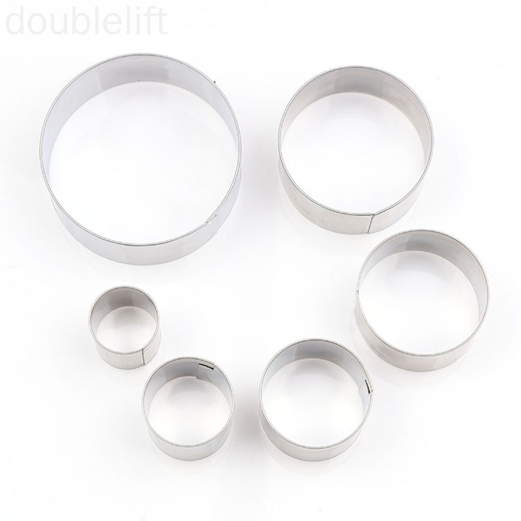 Set 6 Khuôn Cắt Bánh Hình Tròn Chất Liệu Thép Không Gỉ Tiện Dụng