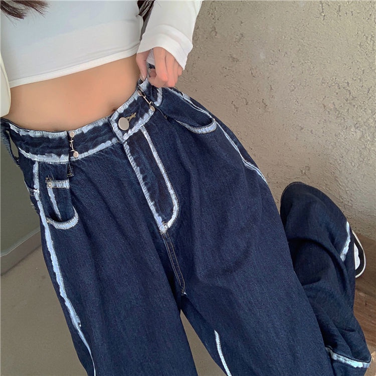 Jeans women's vibe pants children's loose fit slim fit versatile trend 2021 autumn new Harajuku style