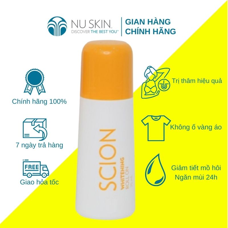 Lăn khử mùi Scion Nuskin 75ml ngăn mùi hôi nách không làm ố quần áo, làm sáng vùng da dưới cánh tay