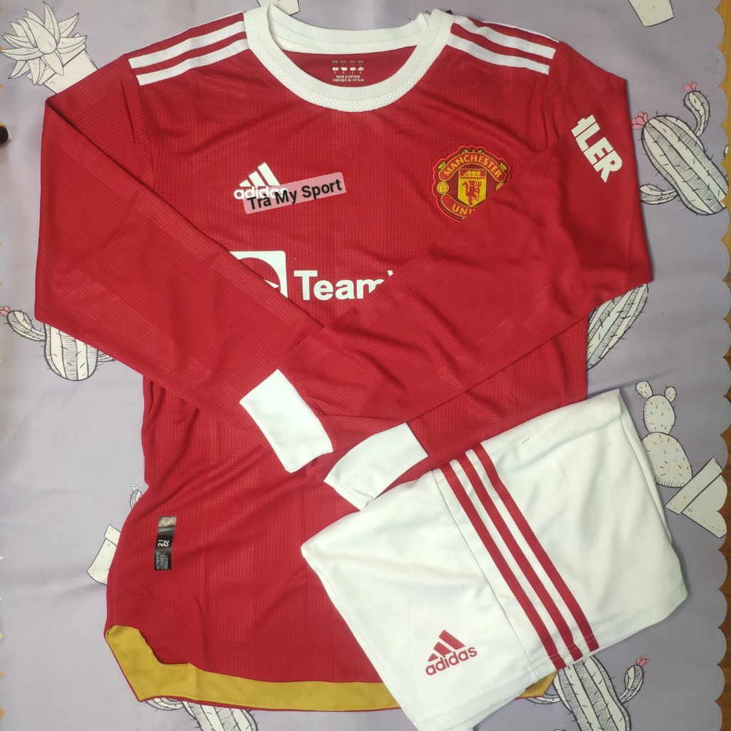 Bộ Quần Áo Bóng Đá MU Dài Tay Manchester United Sân Nhà 2021 Đỏ