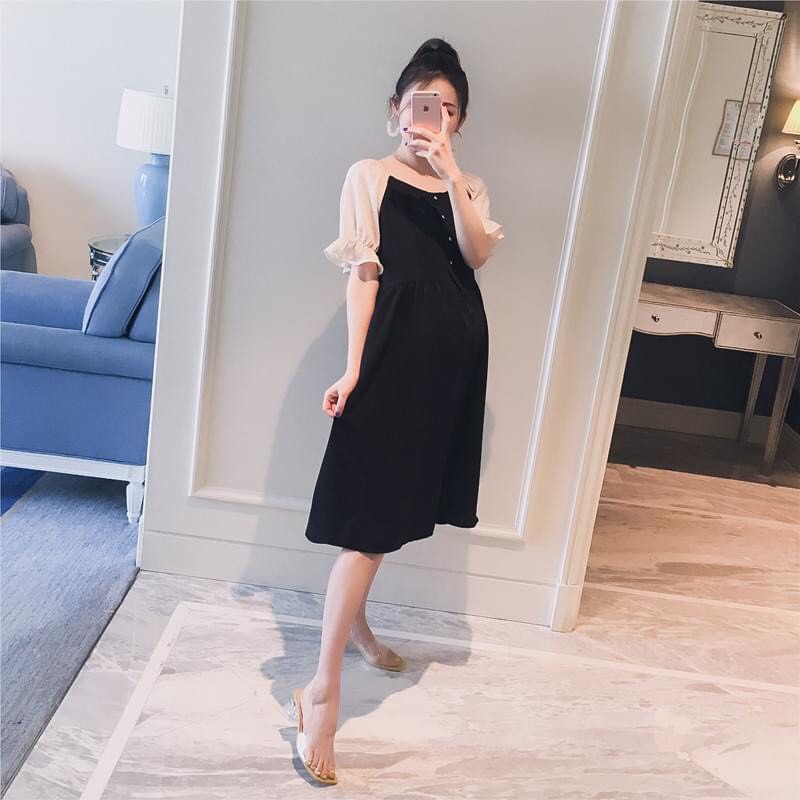 Váy bầu đẹp chất đũi Hàn mềm mịn