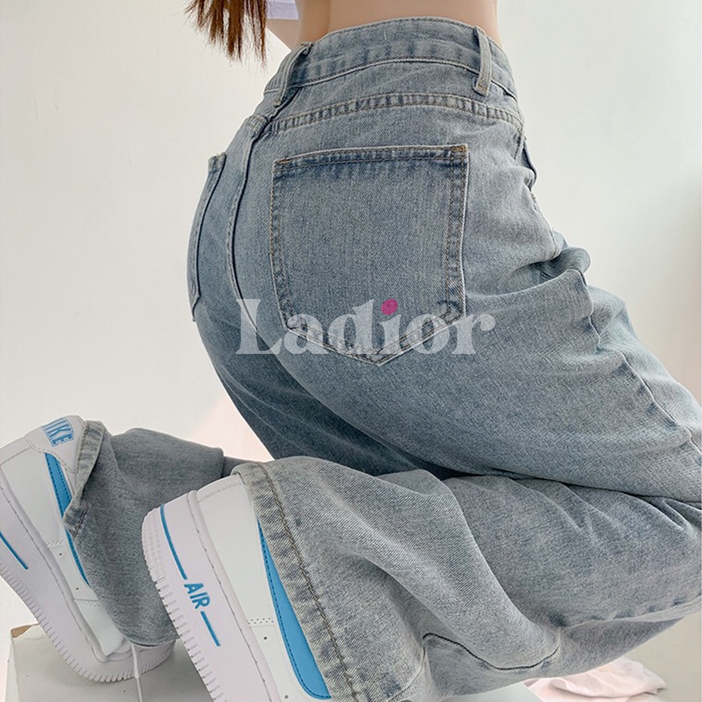 Quần Baggy Jean Nữ Cạp Cao Đai Chéo Hack Dáng Ống Rộng Dáng Suông Quần Bò Nữ Ulzzang Vải Bò Đẹp Có BigSize Ladior Store