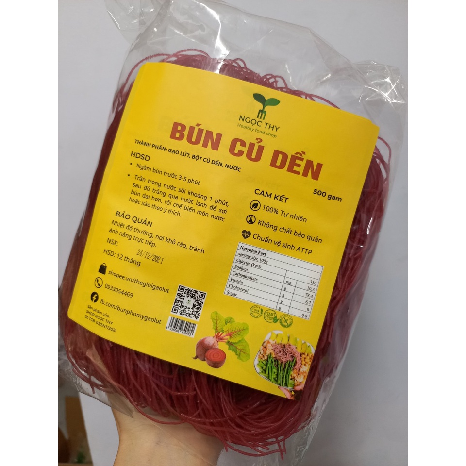 [NT Food] Bún gạo lứt củ dền ăn kiêng eatclean gói 500gr