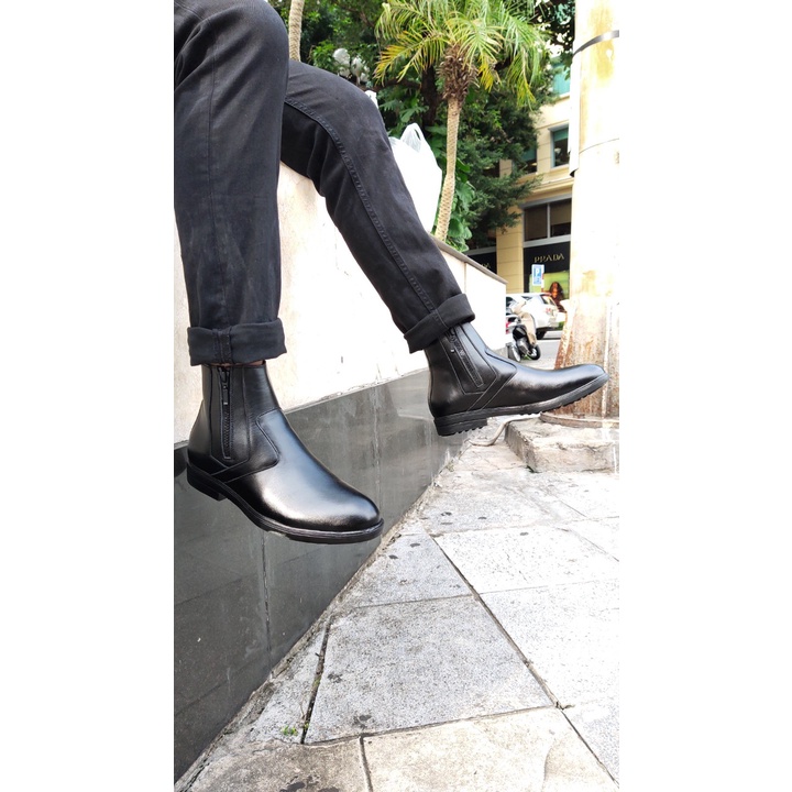 Giày Chelsea Boot mõm tròn da thật nguyên tấm khóa Size 38-45 - 2H - 55
