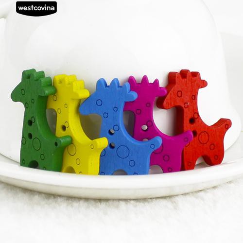 Set 100 Nút Gỗ 2 Lỗ Hình Các Con Vật Đáng Yêu