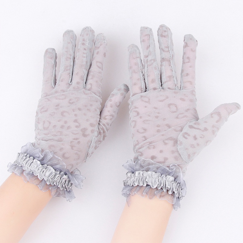Găng Tay Lưới Ren Lụa Lạnh Mỏng Chống Nắng Thoáng Khí In Họa Tiết Da Báo Gợi Cảm Cho Đi Tiệc Mùa Hè