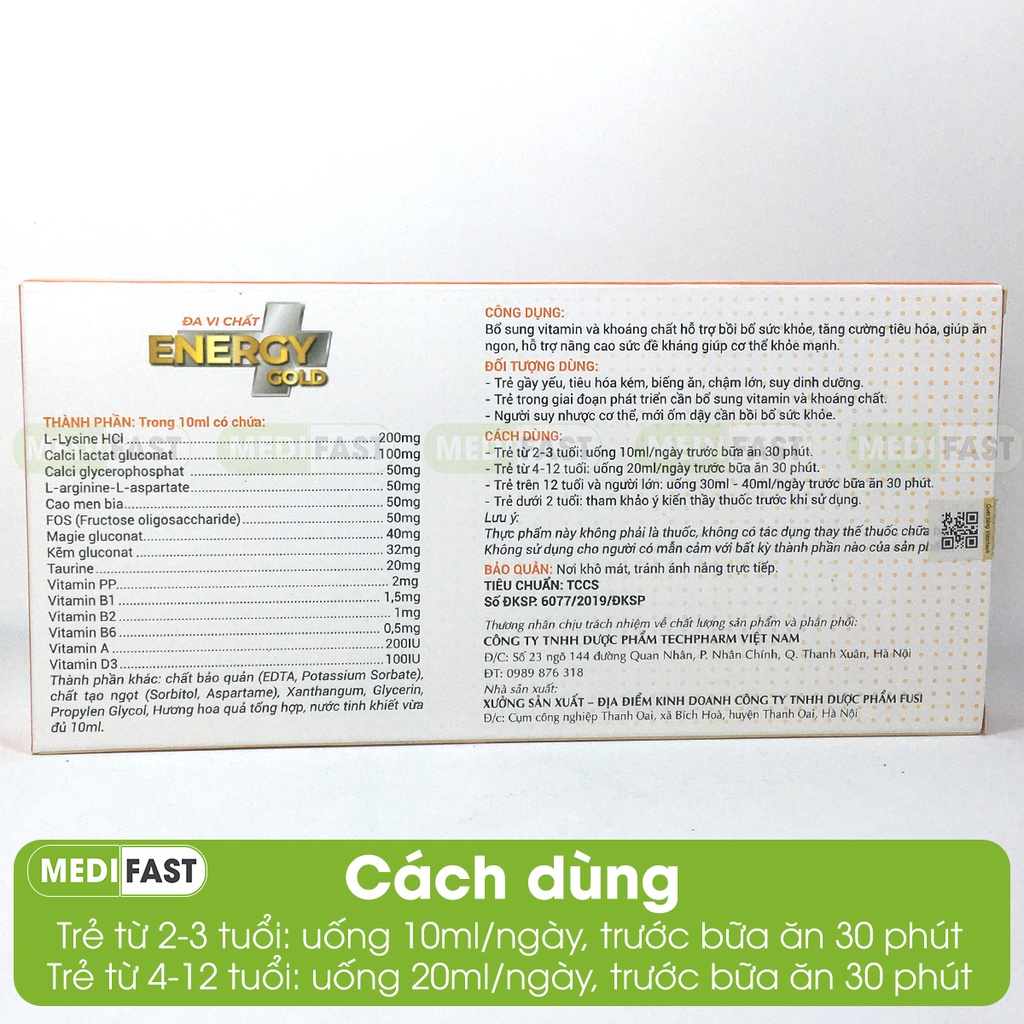 Energy Đa vi chất - Mẫu mới - Bổ sung vitamin - giúp bé ăn ngon, tăng sức đề kháng từ vitamin tổng hợp - Hộp 20 ống