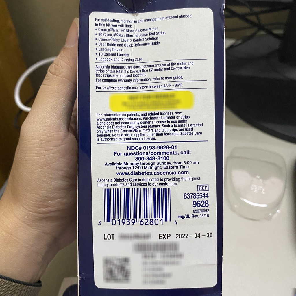 Máy đo đường huyết Bayer Contour Next EZ  - Kèm 10 que thử và 10 kim