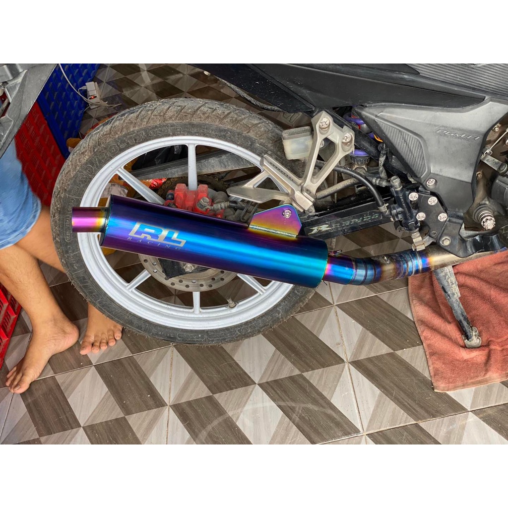 Pô CBR Rl Kingdrang 1.1 mẫu full inox trắng Và Titan cho các dòng xe ex winer satria wave sirius future