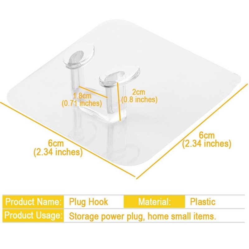 1 móc treo phích cắm gắn tường trong suốt chống thấm nước