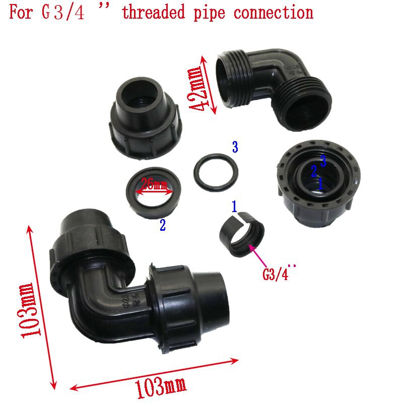 1 Đầu Nối Ống Nước 90 Độ dn20, dn25mm