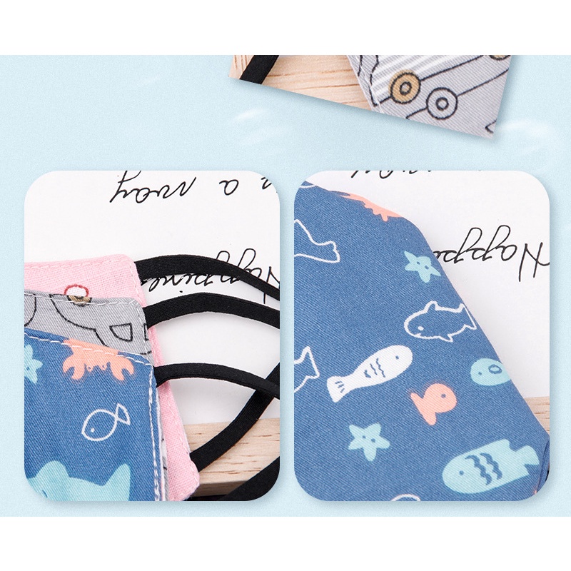 Khẩu Trang cotton Ba Lớp Chống Bụi In Họa Tiết Hoạt Hình Có Thể Giặt Và Tái Sử Dụng
