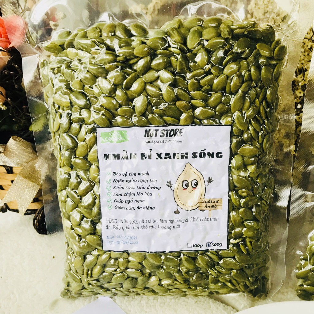 Hạt bí xanh tách vỏ Ấn Độ Nut Store 500g - Nhân hạt bí xanh