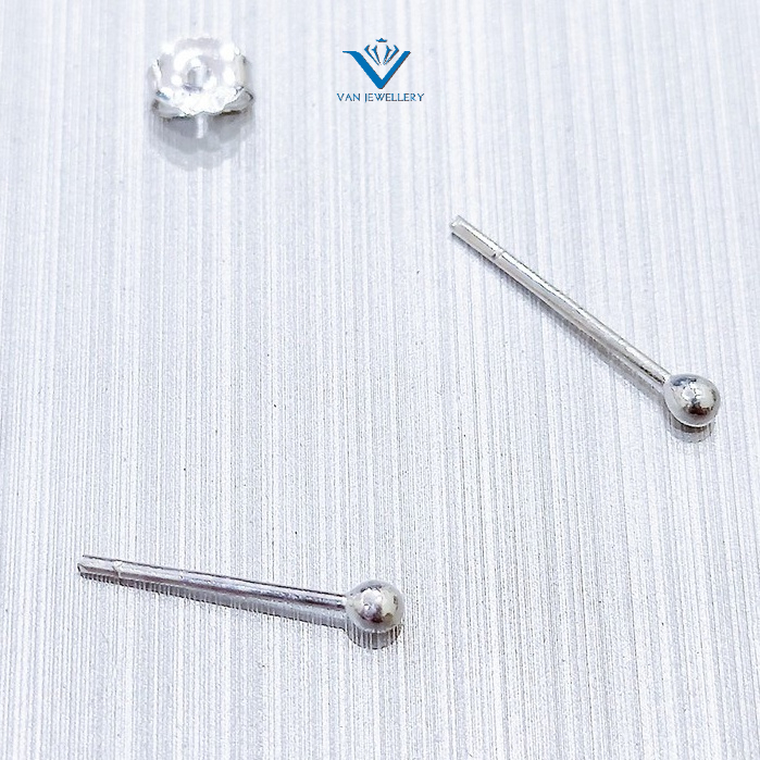 (1 chiếc) Khuyên tai bạc khuyên chấm bi bạc ta size siêu nhỏ( khuyên giữ lỗ) Van Jewelry V10257