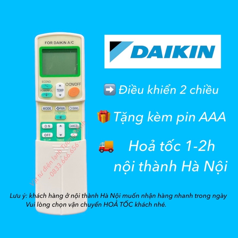 Điều khiển điều hoà DAIKIN - Remote điều khiển máy lạnh điều hoà DAIKIN (chọn đúng mẫu)