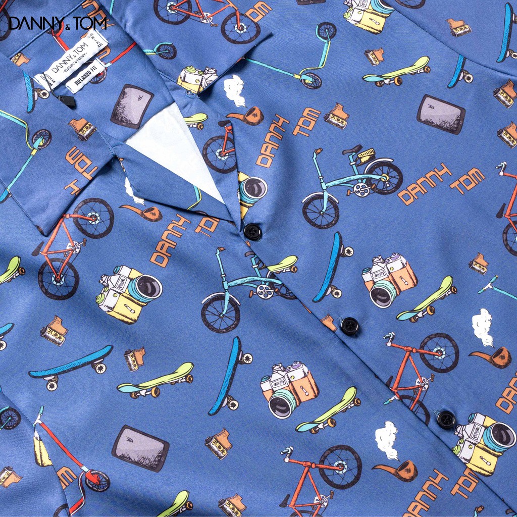 Áo sơ mi Tay ngắn Họa tiết Bicam, Vải lụa Thoáng mát, Chống nhăn Form Regular Fit, Chuẩn đẹp , Năng động DN06 - DANNYTOM | BigBuy360 - bigbuy360.vn