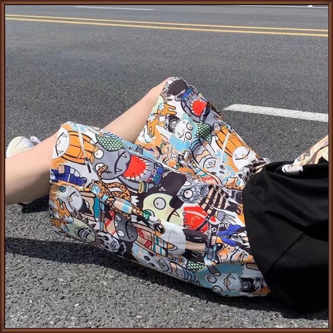 Quần Short Thể Thao Đi Biển Dáng Rộng In Họa Tiết Kiểu Hồng Kông Thời Trang Mùa Hè Cho Nam